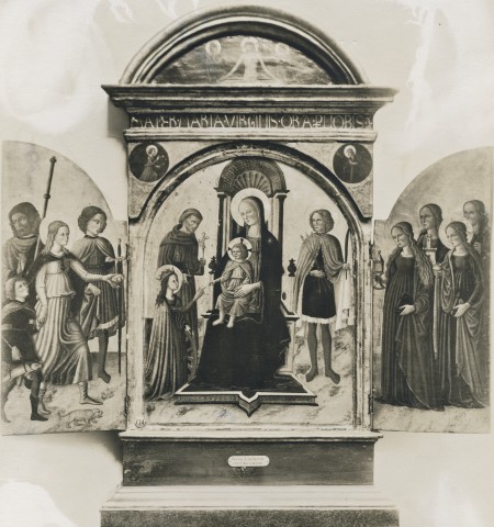 The Walters Art Museum — Zanobi Macchiavelli. Triptych - Portable Altar. Madonna and Child with Saints — insieme, aperto